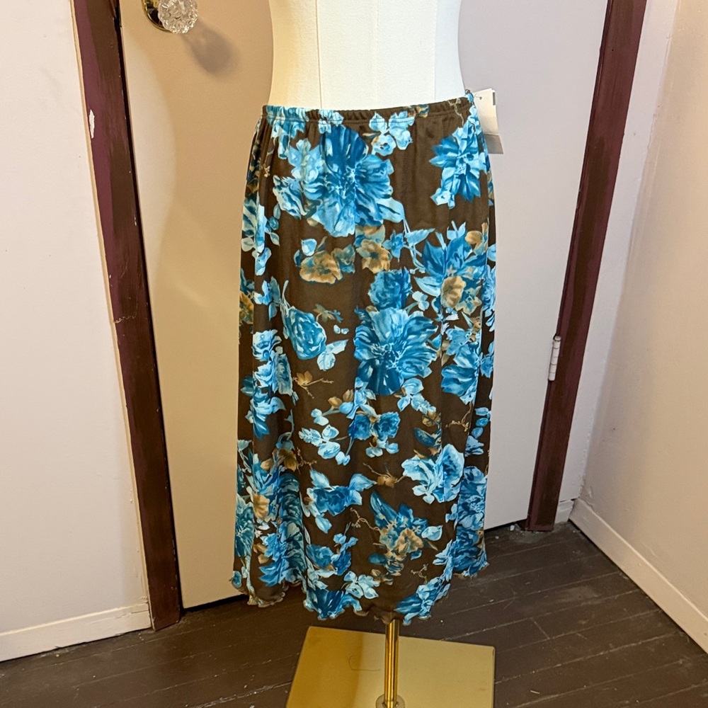 Floral Blue and Brown Women's Skirt